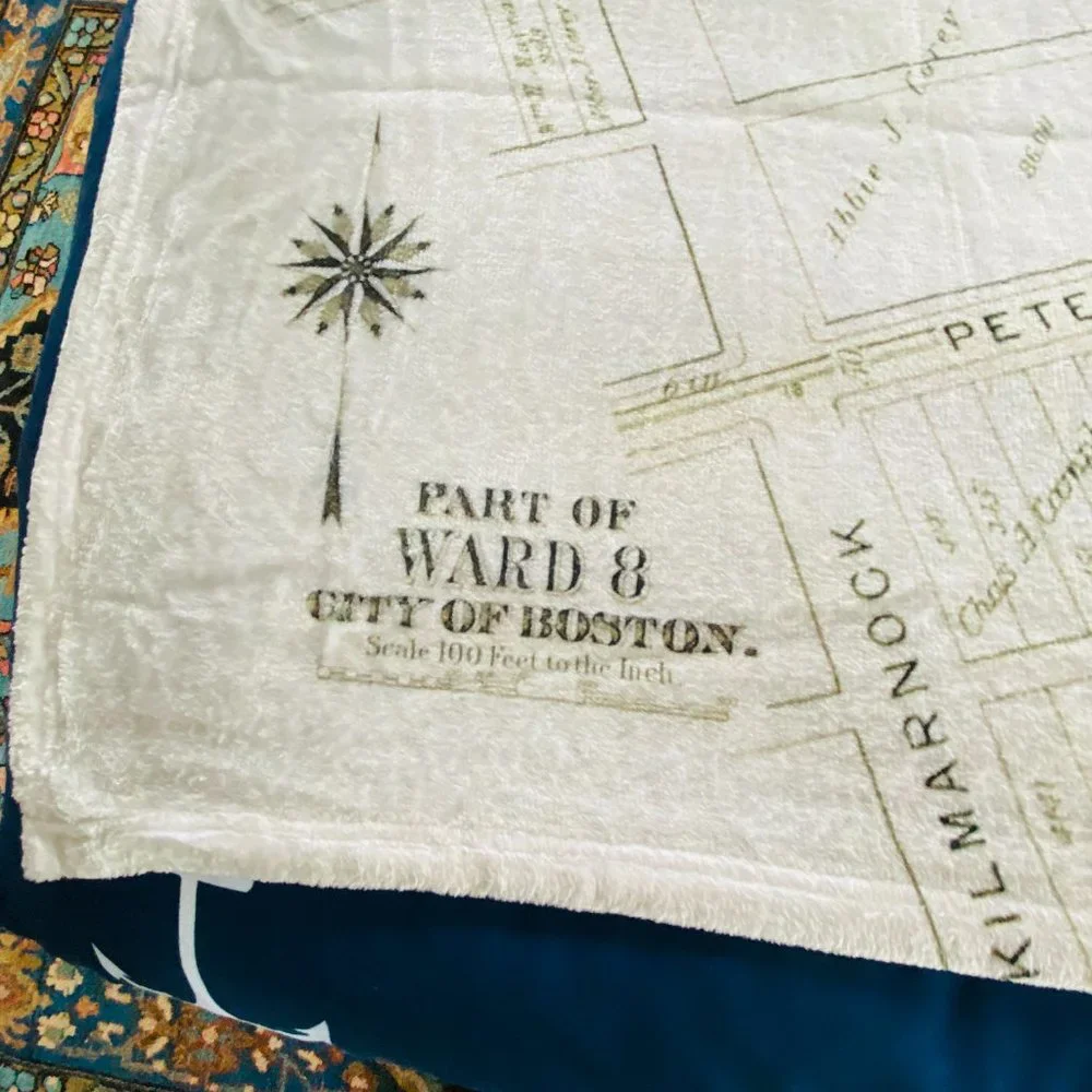 NEW without TAGS PLUSH Blanket with Vintage Map of Fenway Park